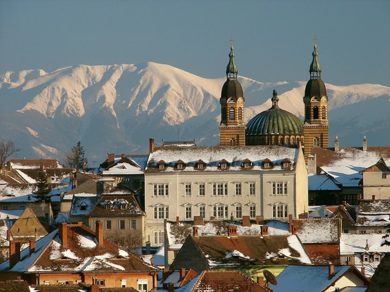 the view of Sibiu in Romania. 