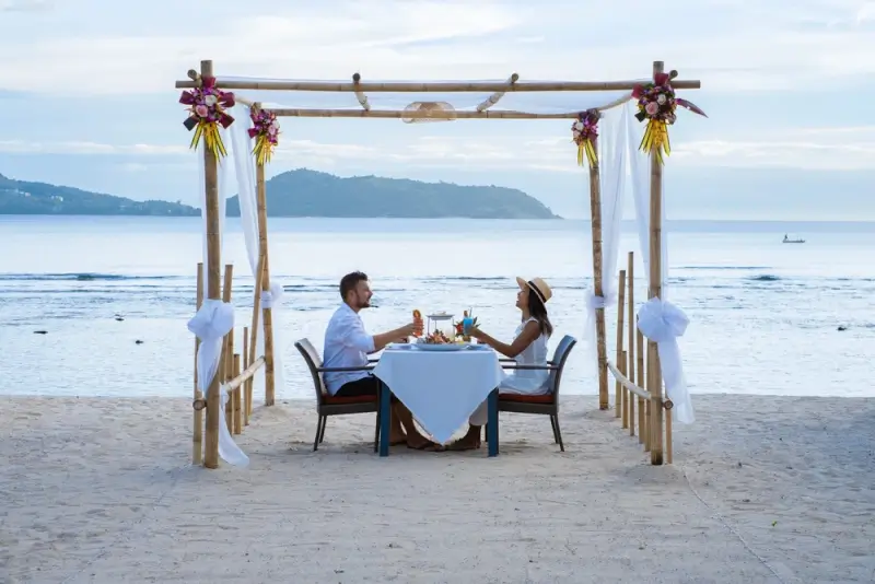 romantic dinner on the beach in phuket