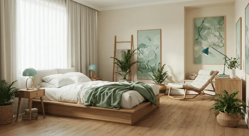 Nature inspired bedroom décor, gender neutral.