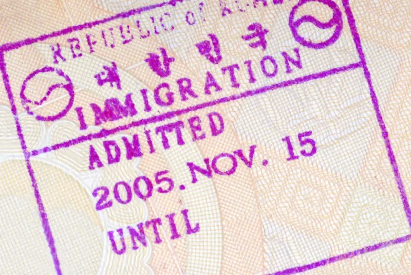 South Korean immigration stamp in passport showing entry approval for international travelers