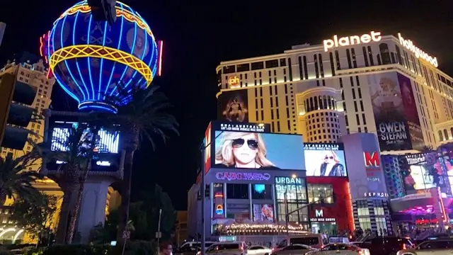 Las Vegas bachelorette weekend on the Strip with illuminated casinos and hotels at night
