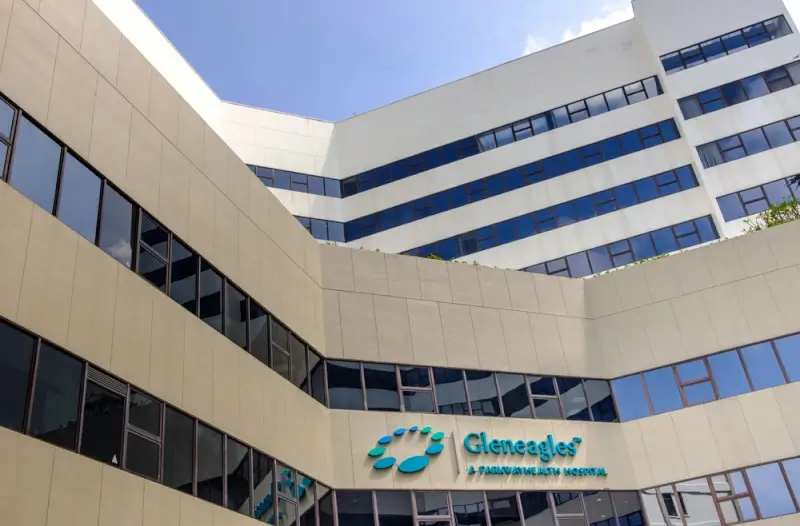 Exterior view of Gleneagles Hospital Singapore, a Parkway Health facility known for its high medical standards