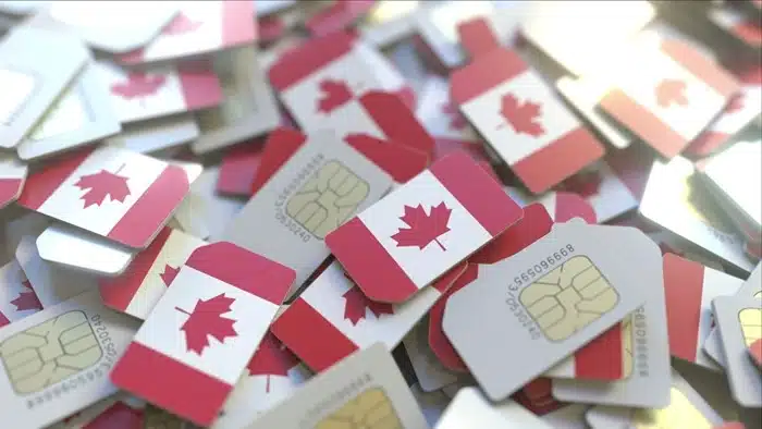 SIM cards printed with the Canadian flag