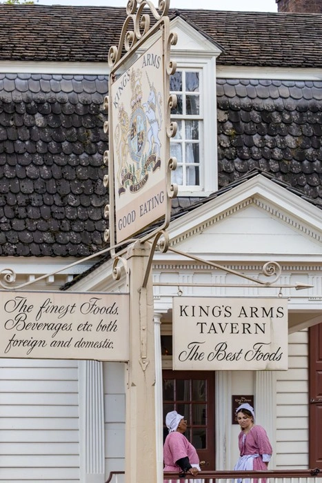 King's Arms Tavern sign in Colonial Williamsburg, Virginia