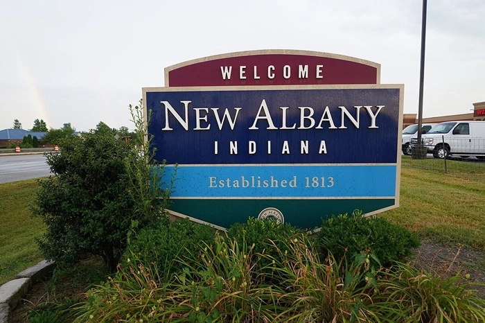 Welcome to New Albany, Indiana sign, established 1813