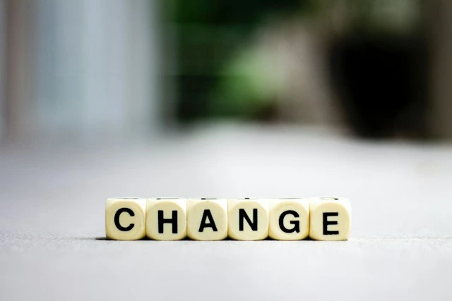 Wooden letter tiles spelling 'change' on a soft gray surface, symbolizing the power of a perspective change