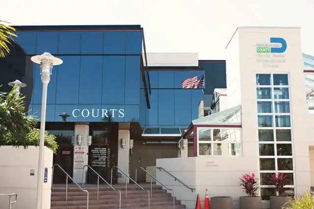The courts entrance at the Miami-Dade County South Dade Government Center in Florida, where family time-sharing disputes may be heard