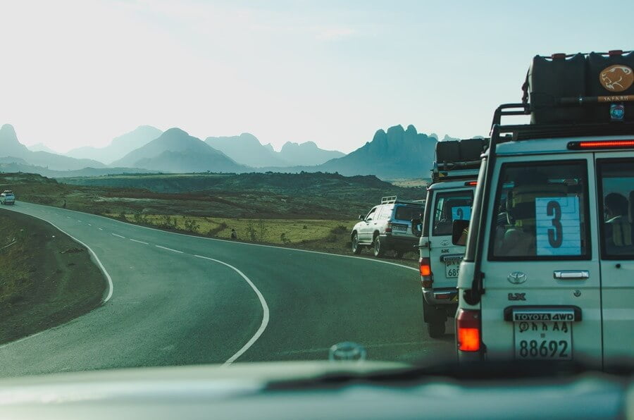 road trip with cars.