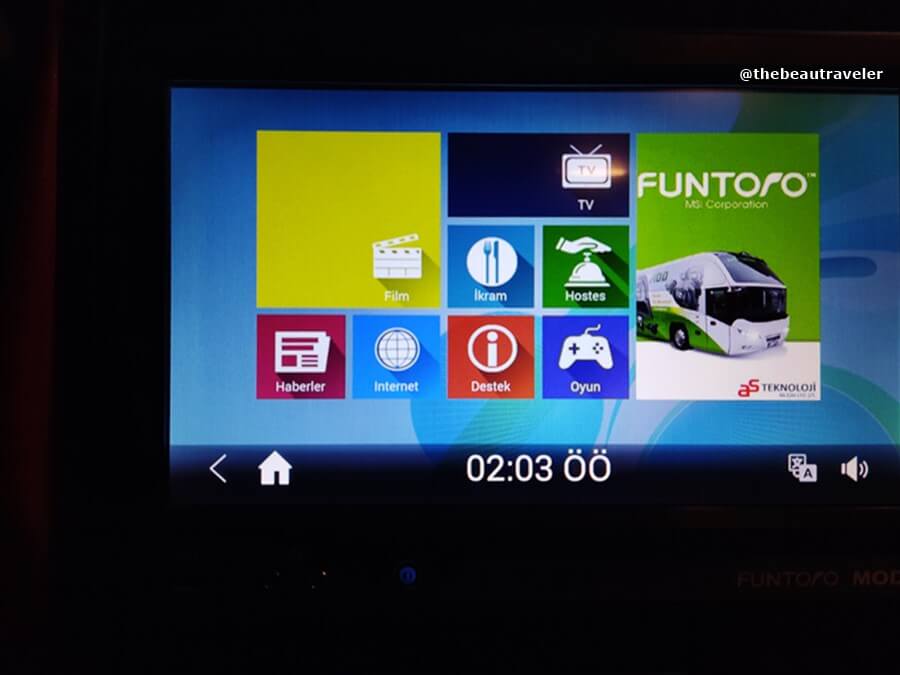 The entertainment monitor on Nevsehir bus.