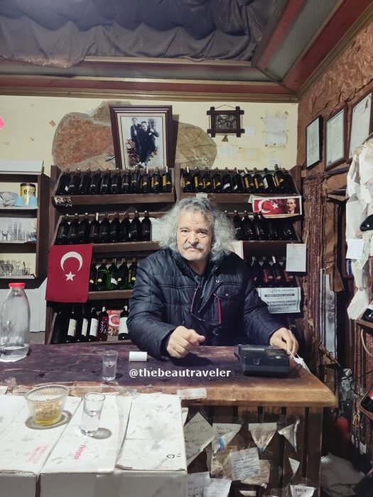 The famous guy at Kivircik Sarap Evi in Sirince, Turkey.