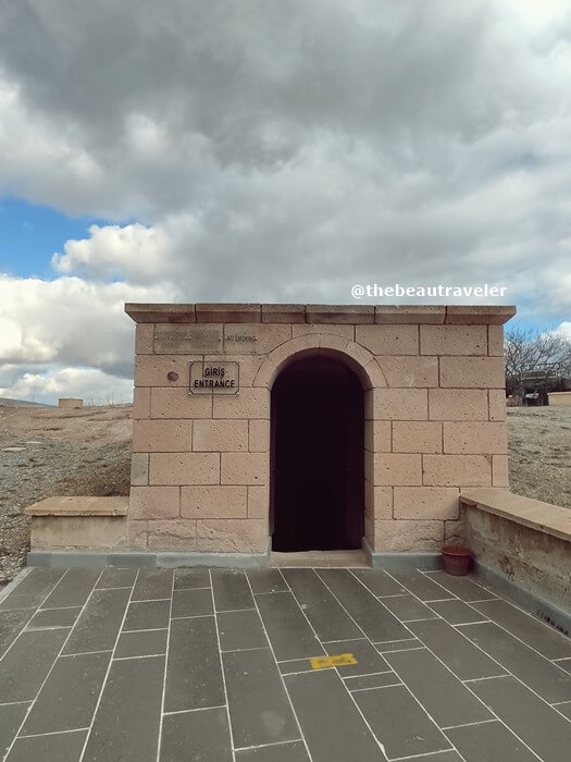 The entrance to Derinkuyu Underground City in Cappadocia, Turkey.