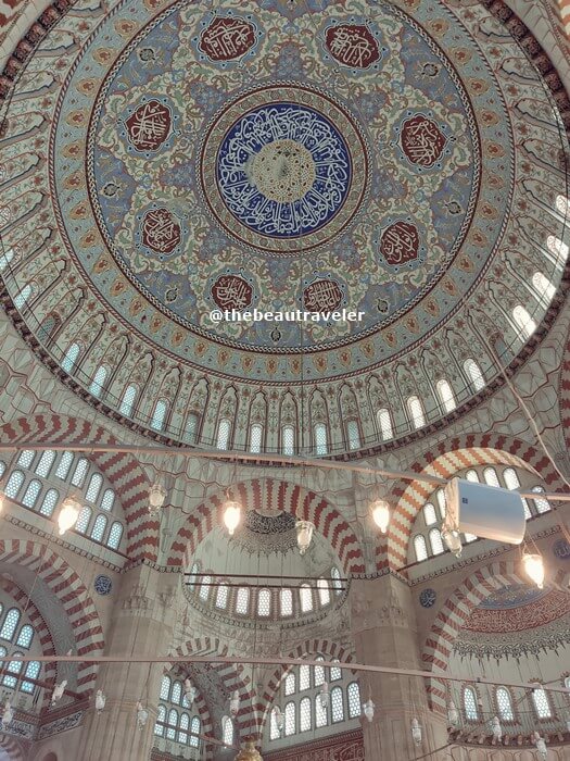 The interior design at Selimiye Mosque in Edirne, Turkey.