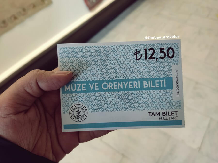 The entrance ticket to Edirne Museum in Turkey.