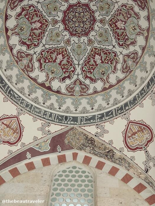 The mural around the dome at the Mosque of the Three Balconies in Edirne, Turkey.