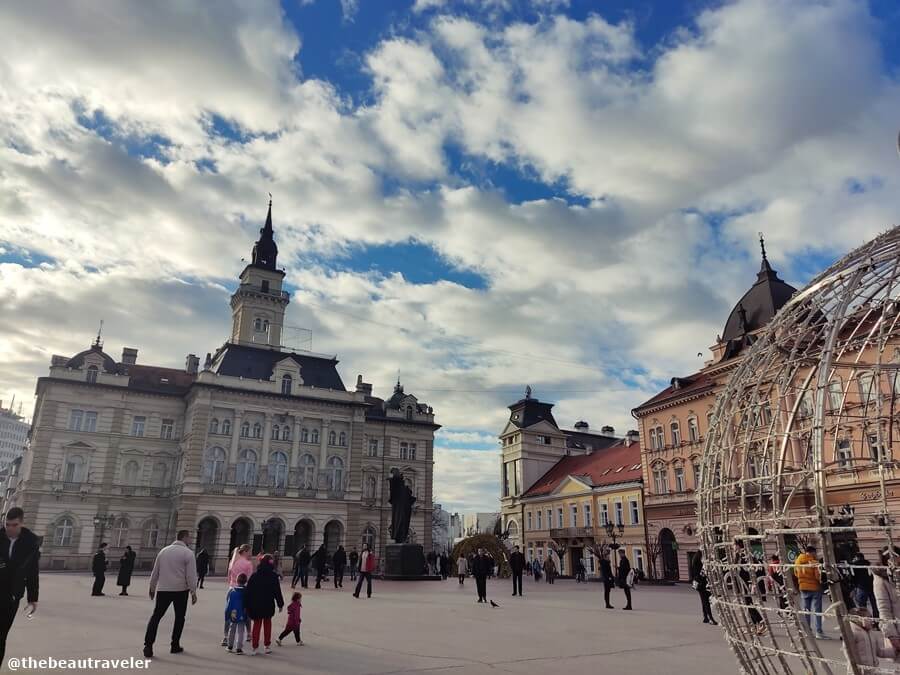 Trg Slobode, the old town square in Novi Sad, Serbia. 