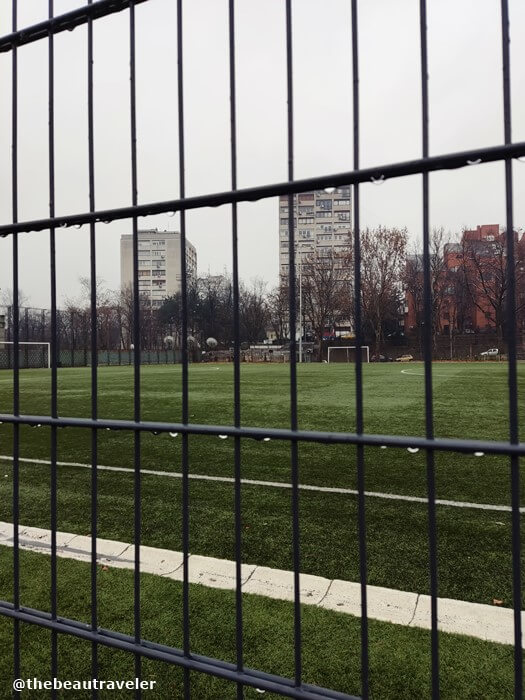 The training field of Partizan Belgrade in Serbia.