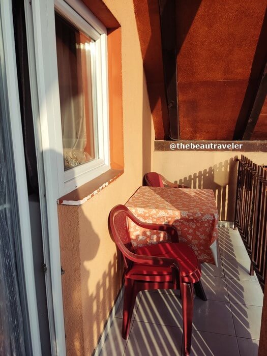 The balcony in my room at Apartmani Vasic, Banja Koviljaca.