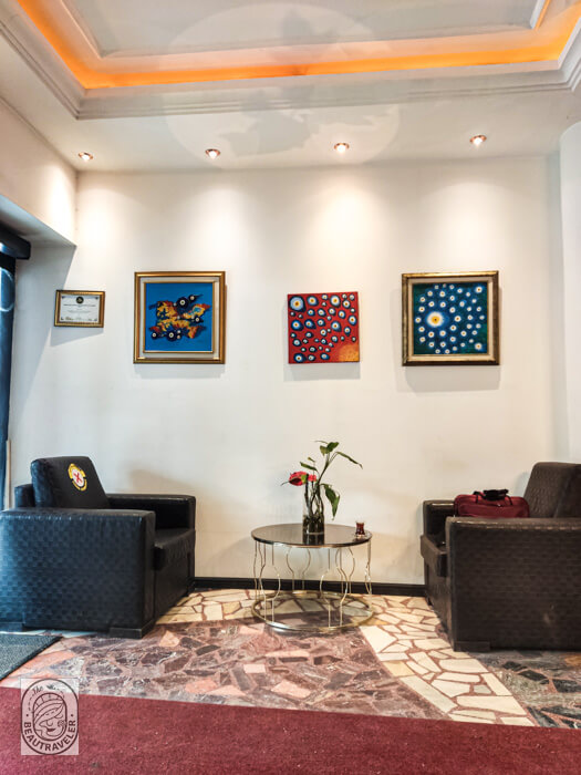 The lobby at Cihan Palas Yeni Hotel in Ankara, Turkey.