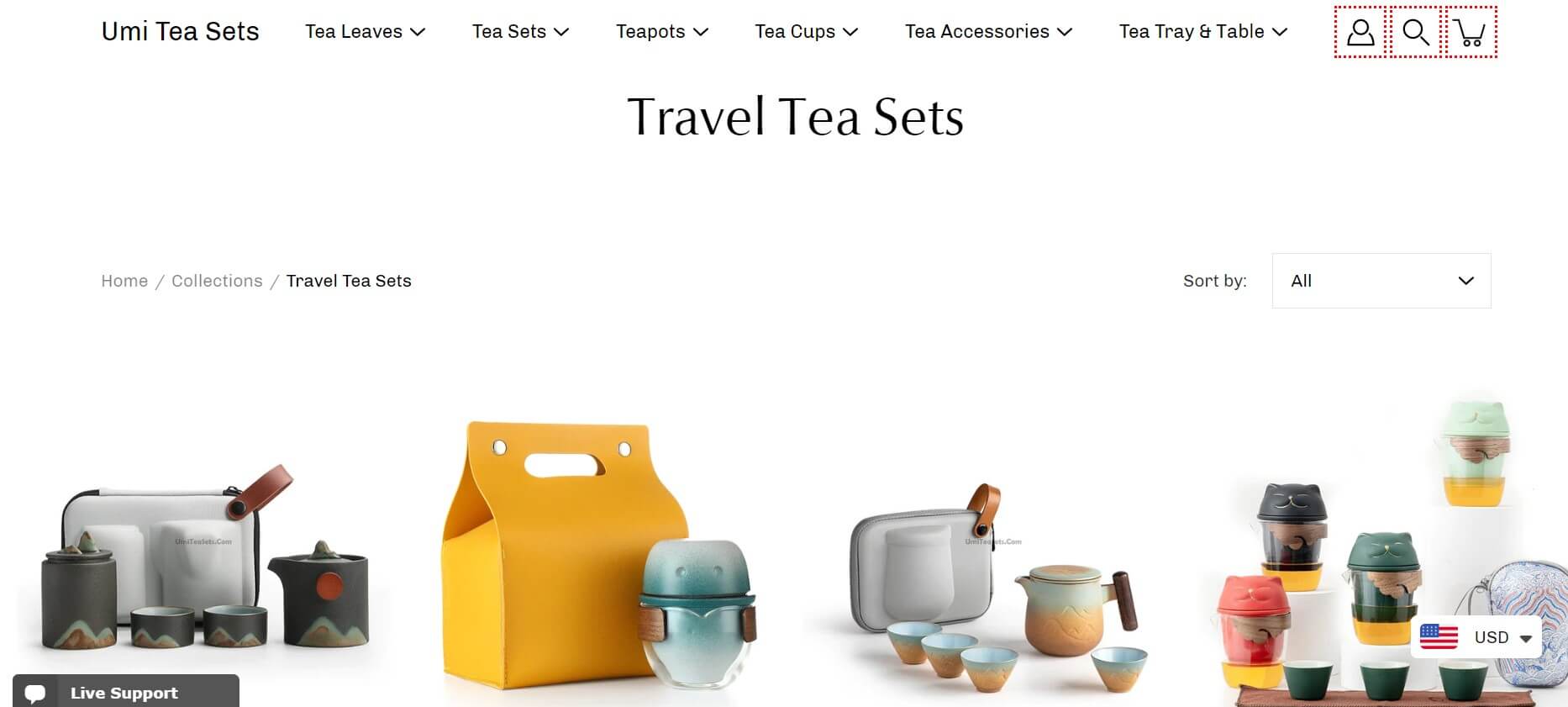 Umi travel tea set collections in their website's catalog. 