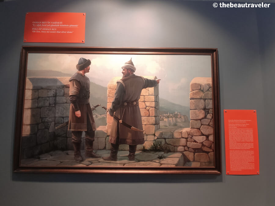 The painting that tells the history of the rise of the Ottoman Empire at Panorama 1326 Bursa Conquest Museum in Bursa, Turkey.