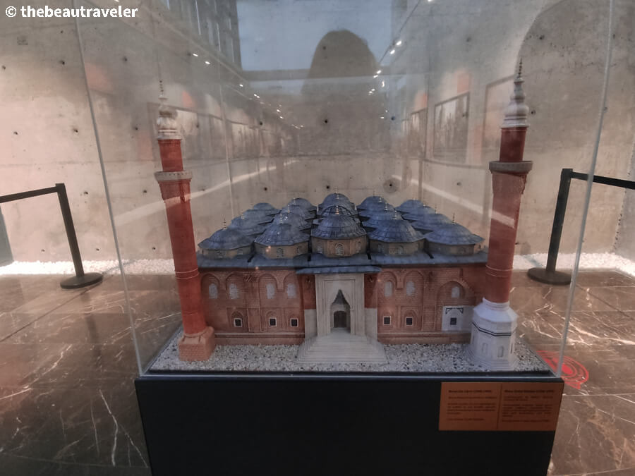 The miniature of the Old Mosque in Bursa, Turkey at Panorama 1326 Bursa Conquest Museum.