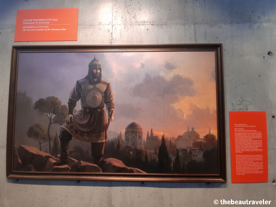 The painting that tells the history of the rise of the Ottoman Empire at Panorama 1326 Bursa Conquest Museum in Bursa, Turkey.