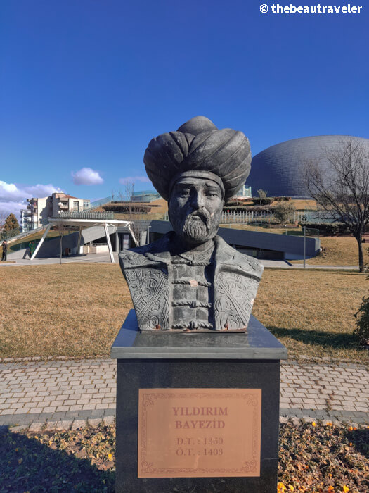 The sultan statues at Panorama 1326 Bursa Conquest Museum in Bursa, Turkey.