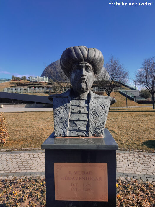 The sultan statues at Panorama 1326 Bursa Conquest Museum in Bursa, Turkey.