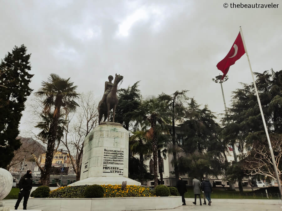 Attaturk statue in Bursa city center, Turkey. 