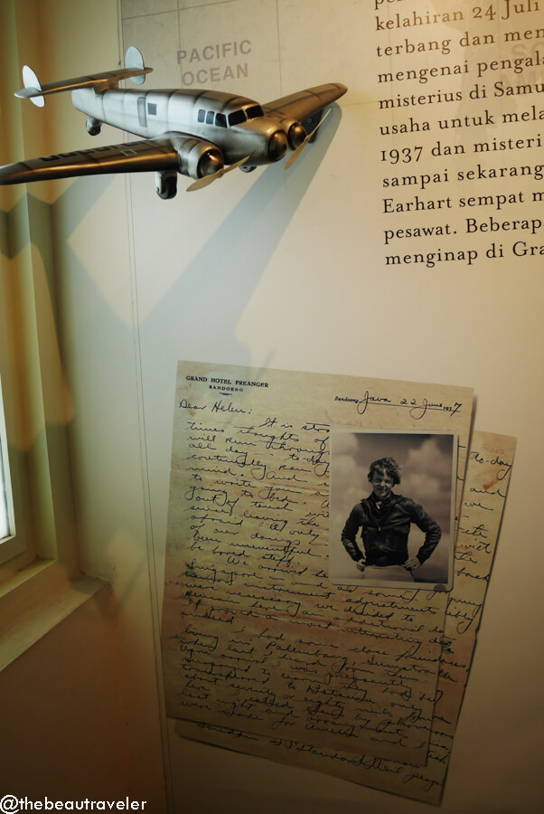 Amelia Earhart section at Grand Hotel Preanger Museum in Bandung, Indonesia.