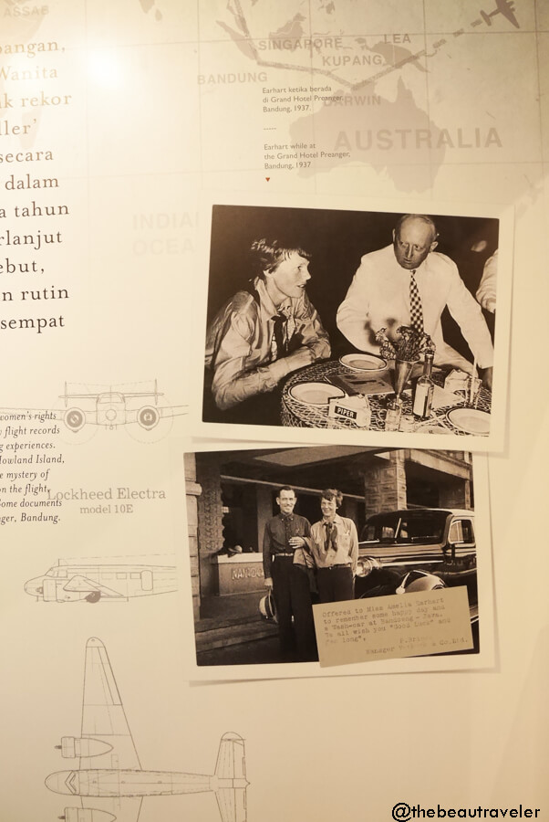 Amelia Earhart section at Grand Hotel Preanger Museum in Bandung, Indonesia.