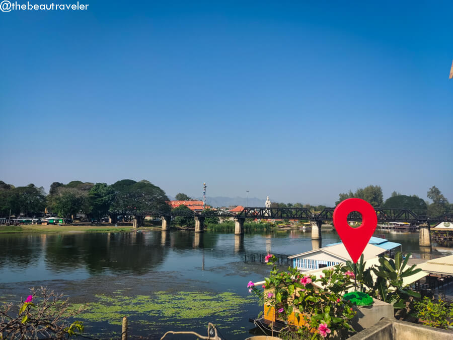 The view of the bridge on the River Kwai in Kanchanaburi, Thailand. 