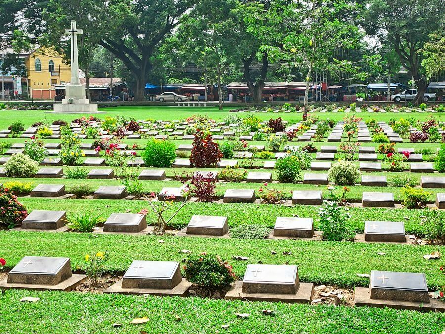 Kanchanaburi War Cemetery in Thailand. 
