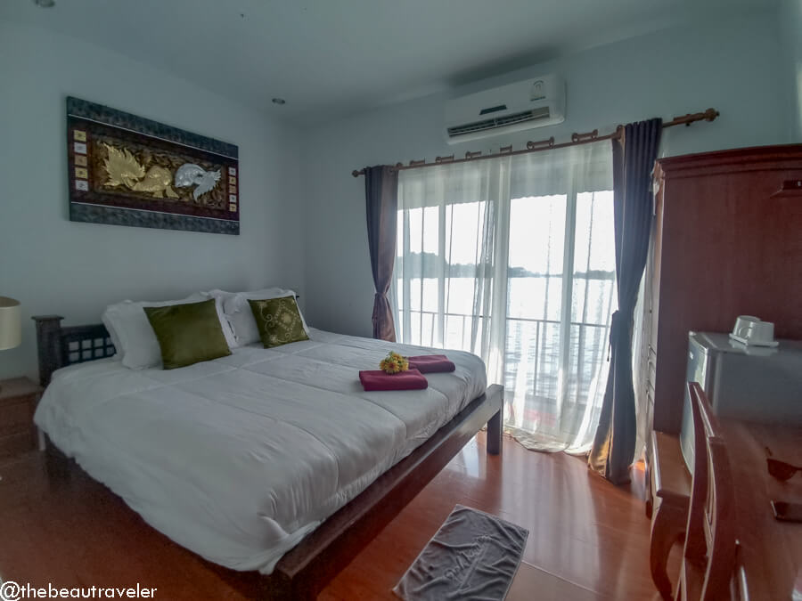 Superior room with river view at Tara Raft Guesthouse in Kanchanaburi, Thailand.