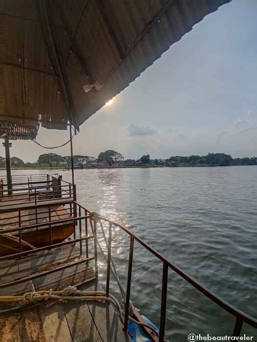 The balcony of the Superior Room at Tara Raft Guesthouse in Kanchanaburi, Thailand.