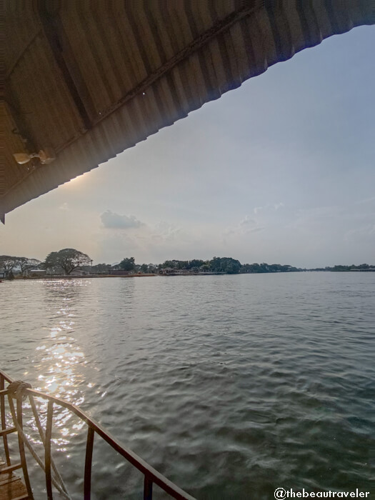 The balcony of the Superior Room at Tara Raft Guesthouse in Kanchanaburi, Thailand.