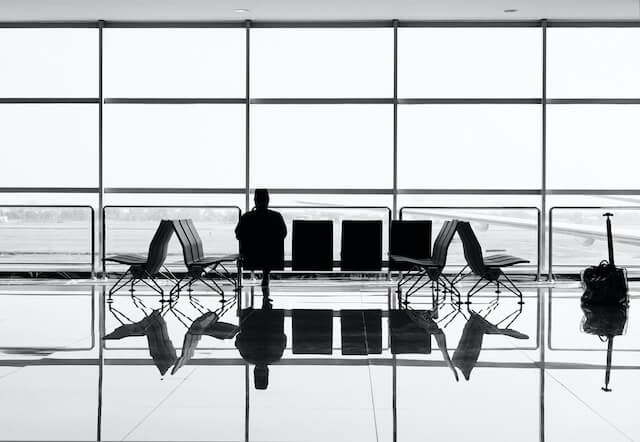 a passenger waiting at the airport. 