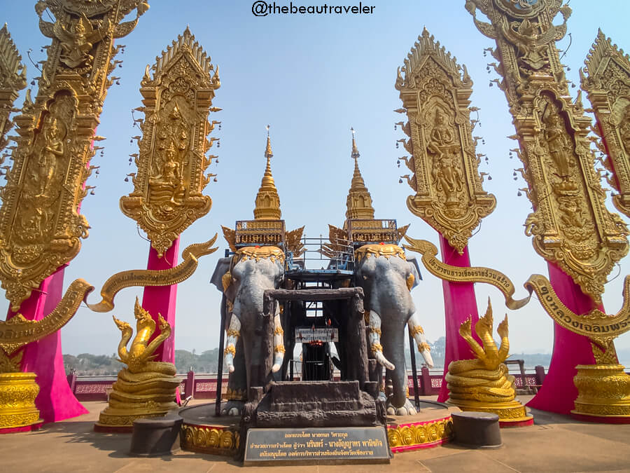 Life-sized elephant statue in the Golden Triangle of Asia in Thailand.