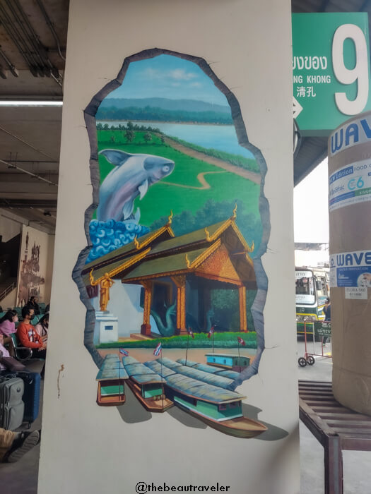 Murals at Chiang Rai bus terminal.