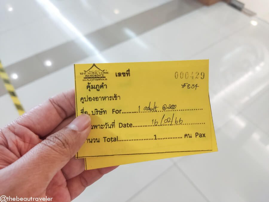 Breakfast coupon at Khum Phucome Hotel Chiang Mai. 