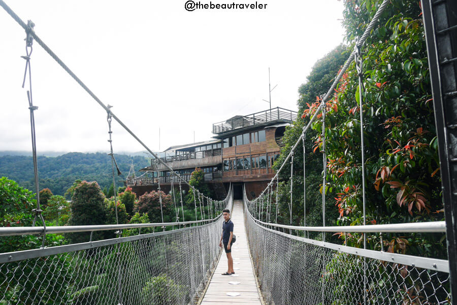 The suspension bridge that goes to Pinisi Resto from Situ Patengang in Ciwidey, Bandung.