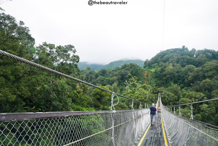 Suspension bridge to Rengganis Crater in Ciwidey, Bandung.