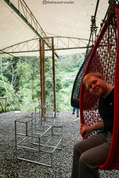 Suspension chairs to Rengganis Crater in Ciwidey, Bandung.