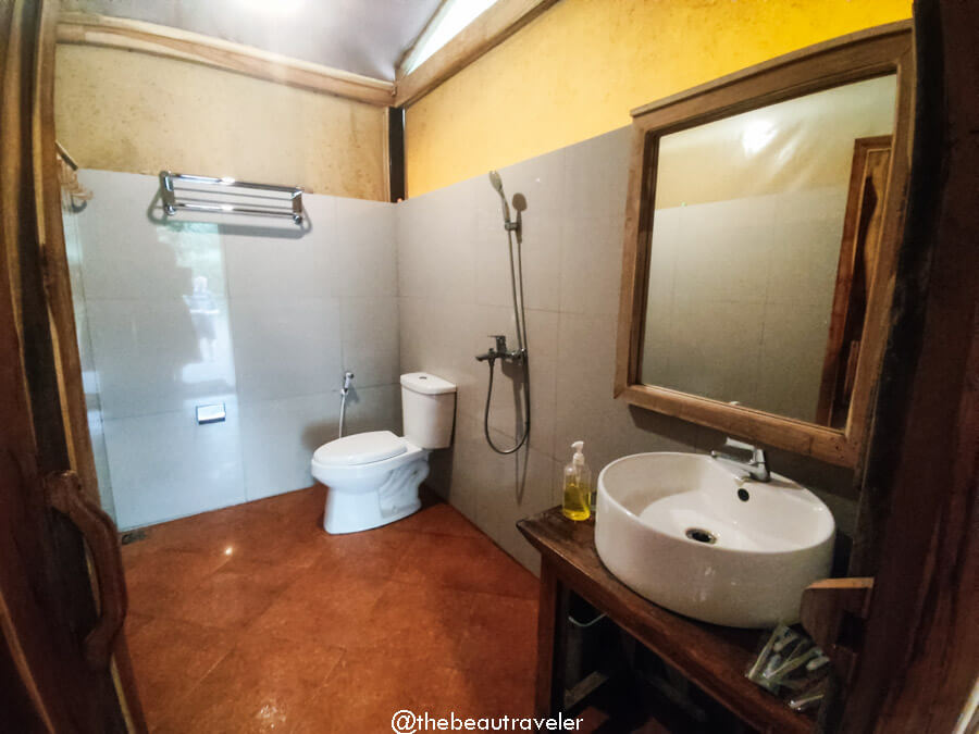 Bathroom in our New Lakeside Tent at Glamping Lakeside Rancabali in Ciwidey, Bandung.