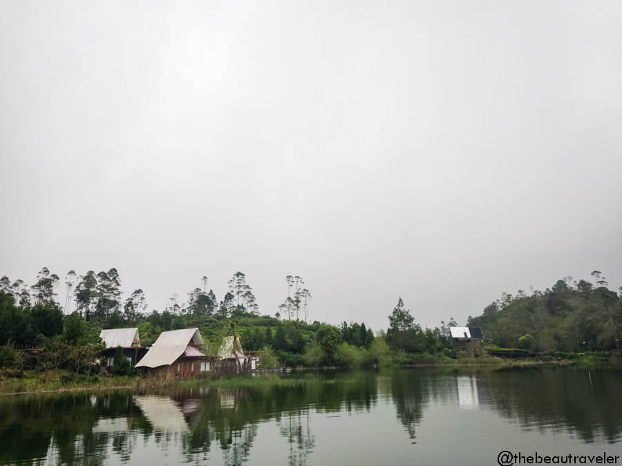 The view from the boat trip around Situ Patenggang in Ciwidey, Bandung.