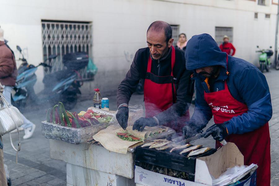 Balik ekmek street vendor in Istanbul, Turkiye. 