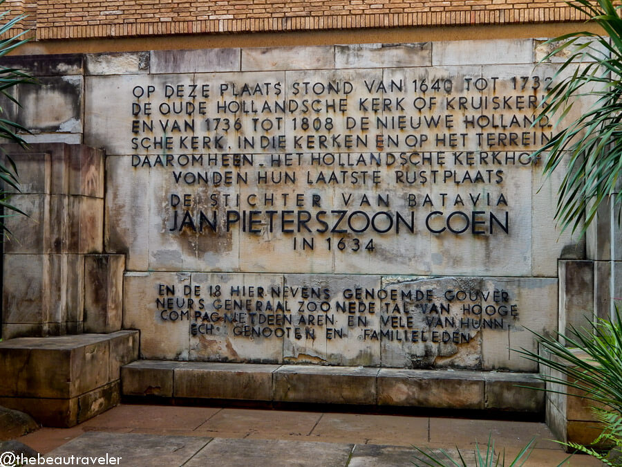 Jan Pieterszoon Coen's tombstone at Wayang Museum in Jakarta Old Town, Indonesia.