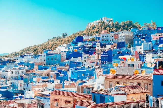 The city of blue in Chefchaouen, Morocco. 