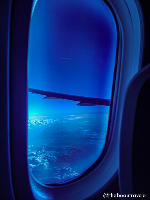The dimmable window on the plane with Oman Air 787.