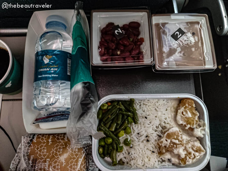 Oman Air flight meals.
